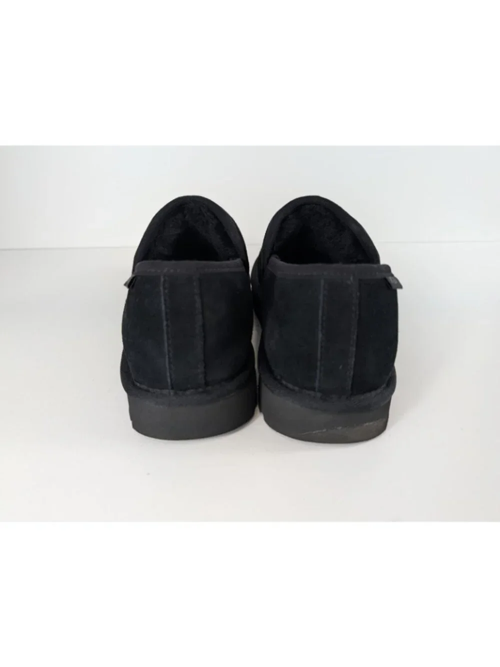 UGG Black Suede Slip-On Moccasin Shoes Men's Size 8 Durable Rubber Sole